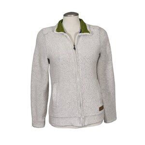 Weird Fish Womens Size 8 Textured Full Zip Beige Knit Jacket Minimalist Staple